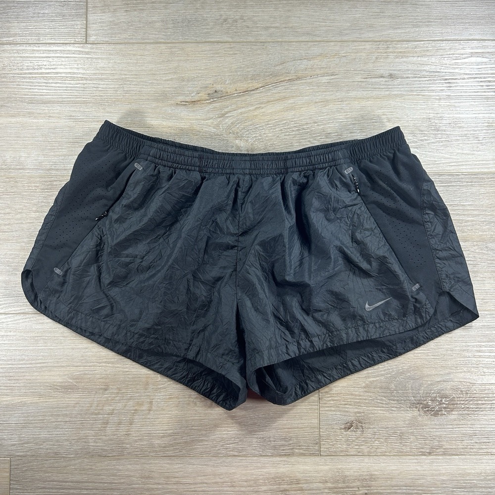 Nike Large 2.5" Luxe Textured Womens Running Shorts Black 589083 Soccer